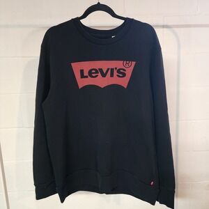 Levi's Black Sweatshirt Pullover Crew Neck Graphic Logo Menswear